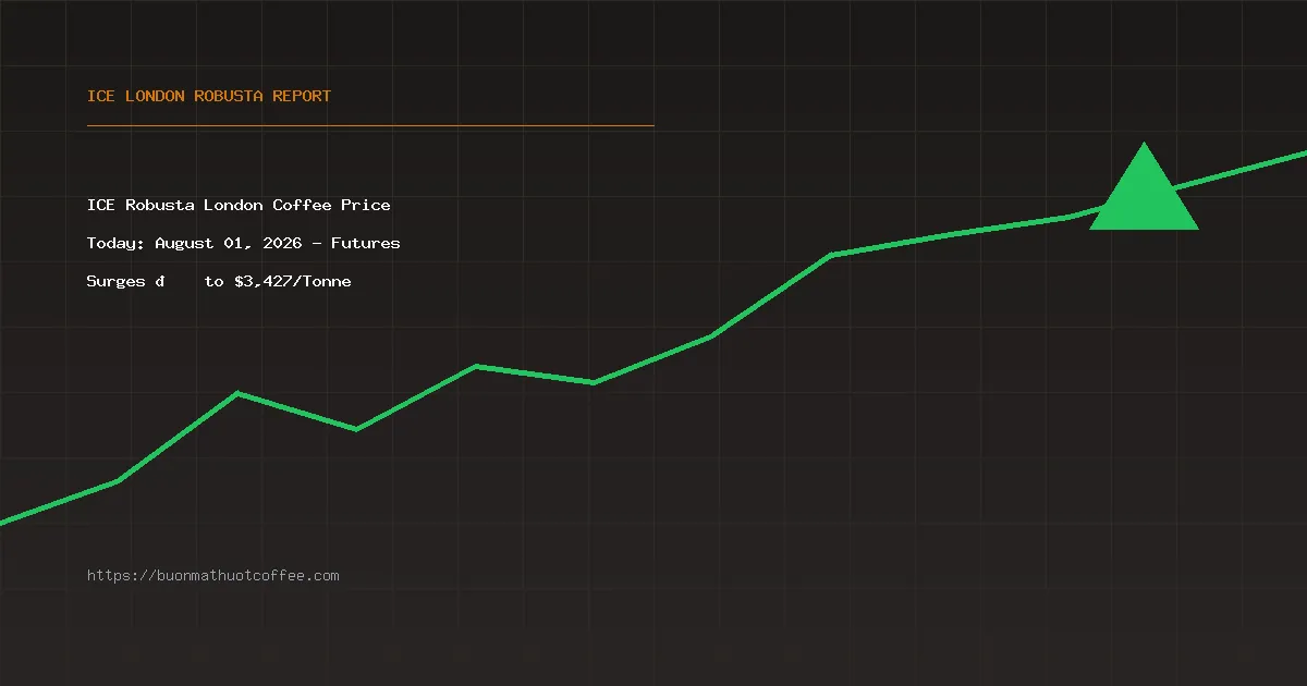 ICE Robusta London Coffee Price Today: August 01, 2026 - Futures Surges 📈 to $3,427/Tonne