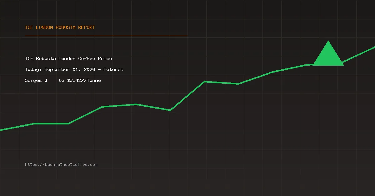 ICE Robusta London Coffee Price Today: September 01, 2026 - Futures Surges 📈 to $3,427/Tonne