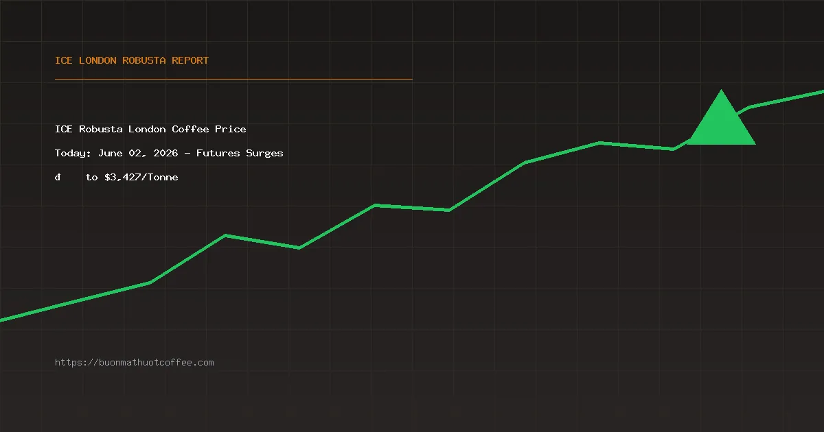 ICE Robusta London Coffee Price Today: June 02, 2026 - Futures Surges 📈 to $3,427/Tonne
