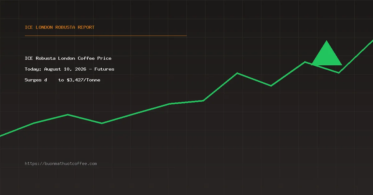 ICE Robusta London Coffee Price Today: August 10, 2026 - Futures Surges 📈 to $3,427/Tonne