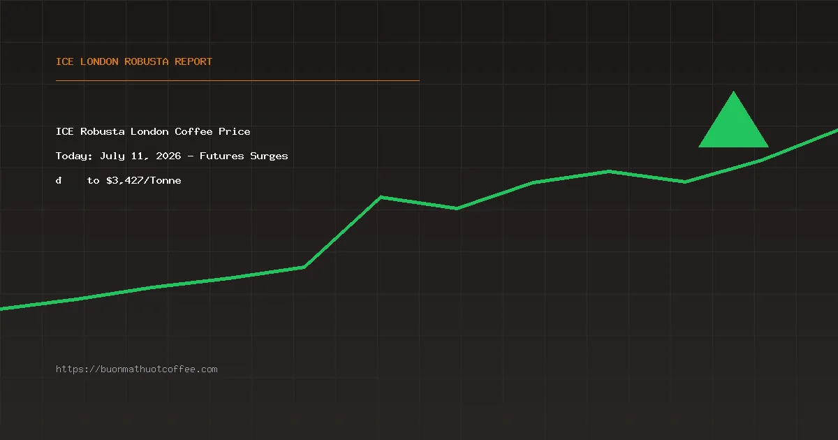 ICE Robusta London Coffee Price Today: July 11, 2026 - Futures Surges 📈 to $3,427/Tonne
