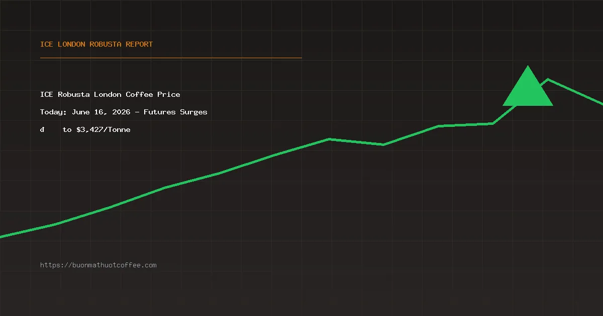 ICE Robusta London Coffee Price Today: June 16, 2026 - Futures Surges 📈 to $3,427/Tonne