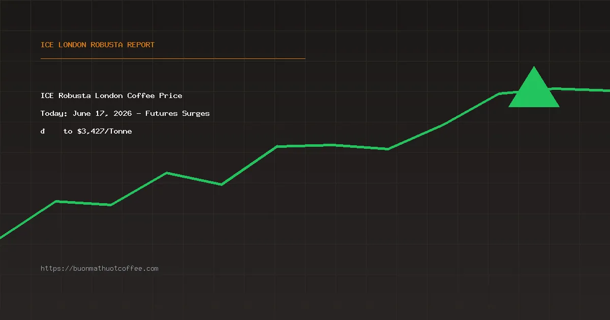 ICE Robusta London Coffee Price Today: June 17, 2026 - Futures Surges 📈 to $3,427/Tonne