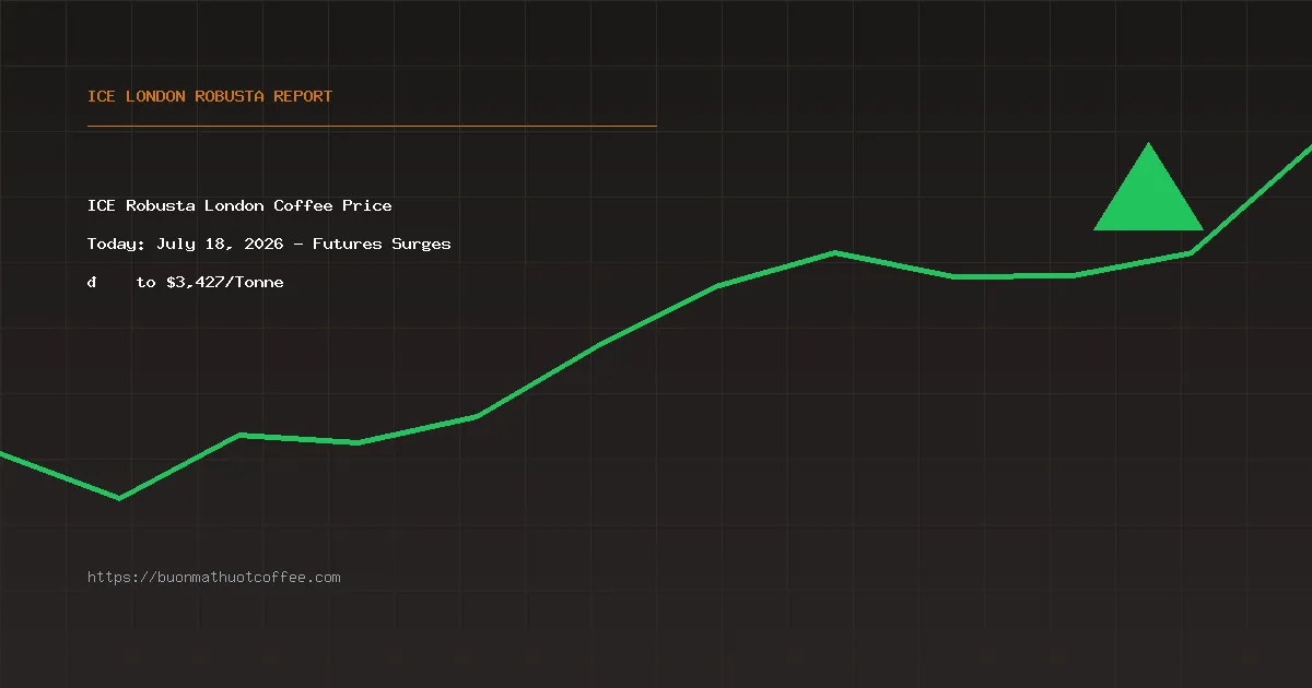 ICE Robusta London Coffee Price Today: July 18, 2026 - Futures Surges 📈 to $3,427/Tonne