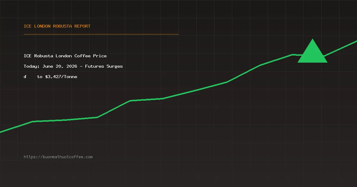 ICE Robusta London Coffee Price Today: June 20, 2026 - Futures Surges 📈 to $3,427/Tonne