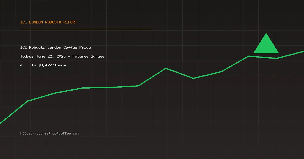 ICE Robusta London Coffee Price Today: June 22, 2026 - Futures Surges 📈 to $3,427/Tonne