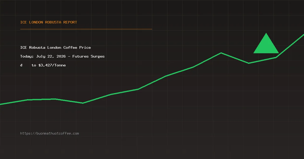 ICE Robusta London Coffee Price Today: July 22, 2026 - Futures Surges 📈 to $3,427/Tonne