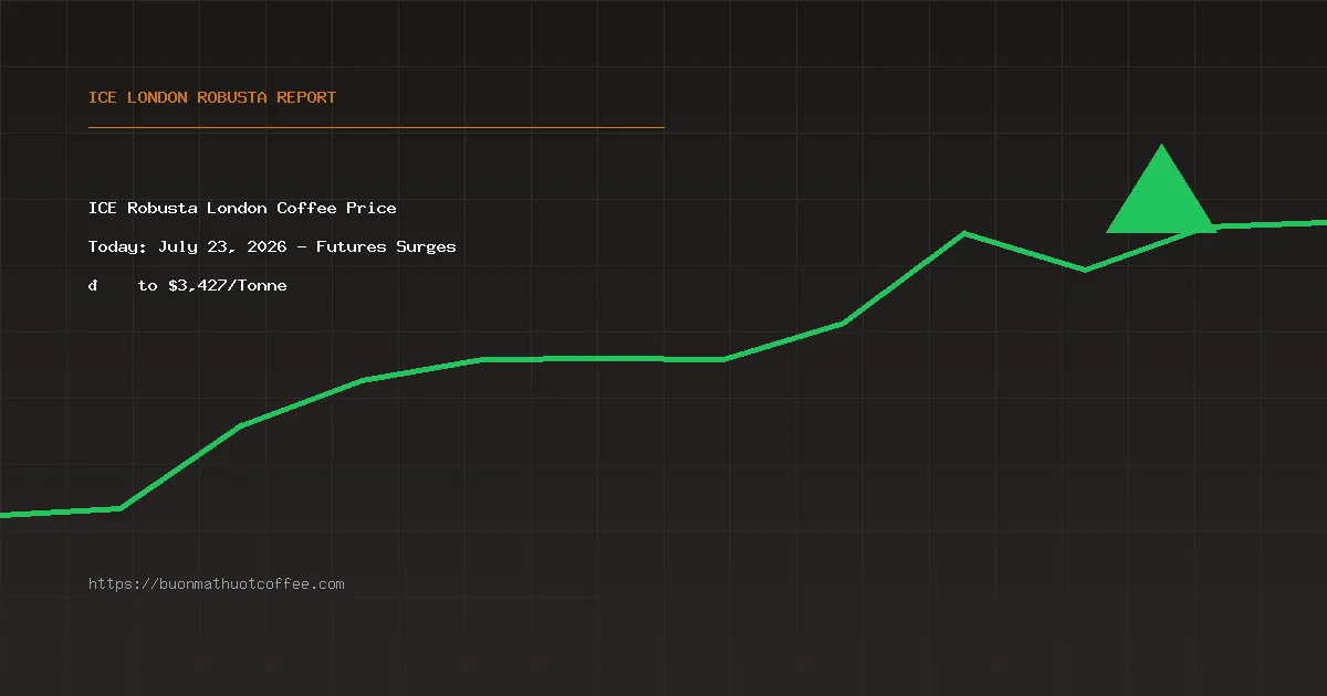 ICE Robusta London Coffee Price Today: July 23, 2026 - Futures Surges 📈 to $3,427/Tonne