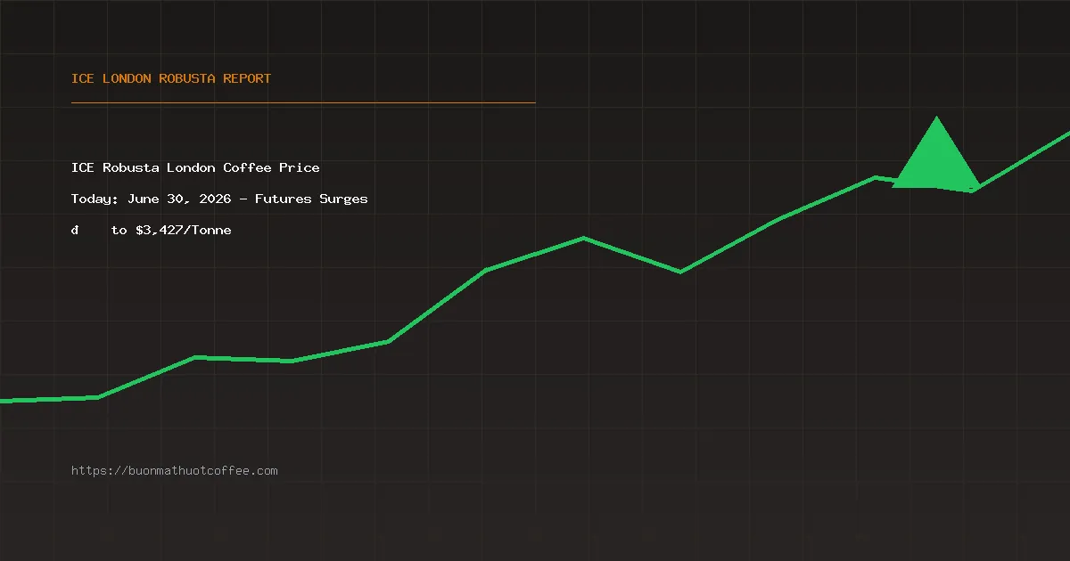 ICE Robusta London Coffee Price Today: June 30, 2026 - Futures Surges 📈 to $3,427/Tonne